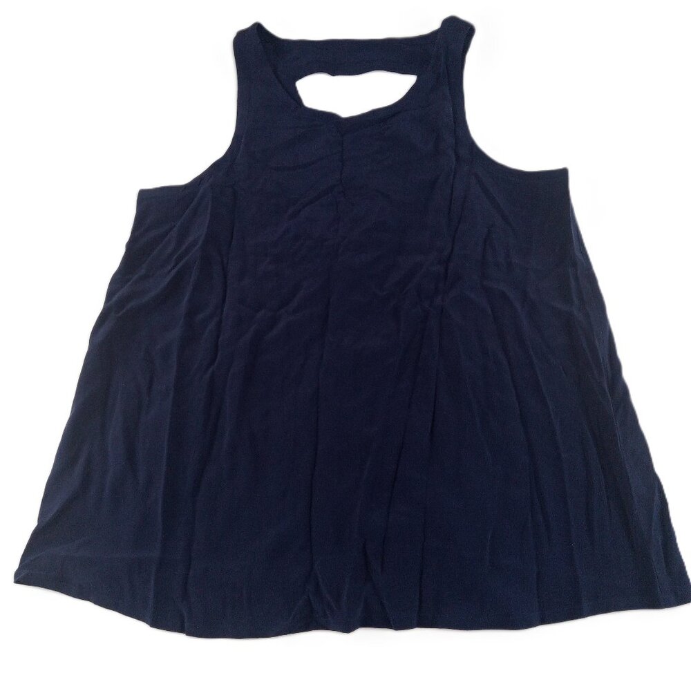 Chaser Vent Back Flounce Tank Shirt Women's Size Large Pacific Blue Silk